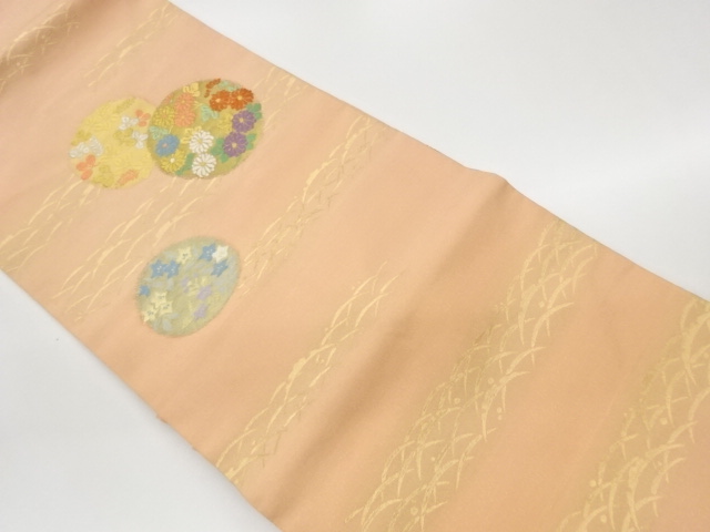 JAPANESE NAGOYA OBI / WOVEN AUTUMN FLOWERS